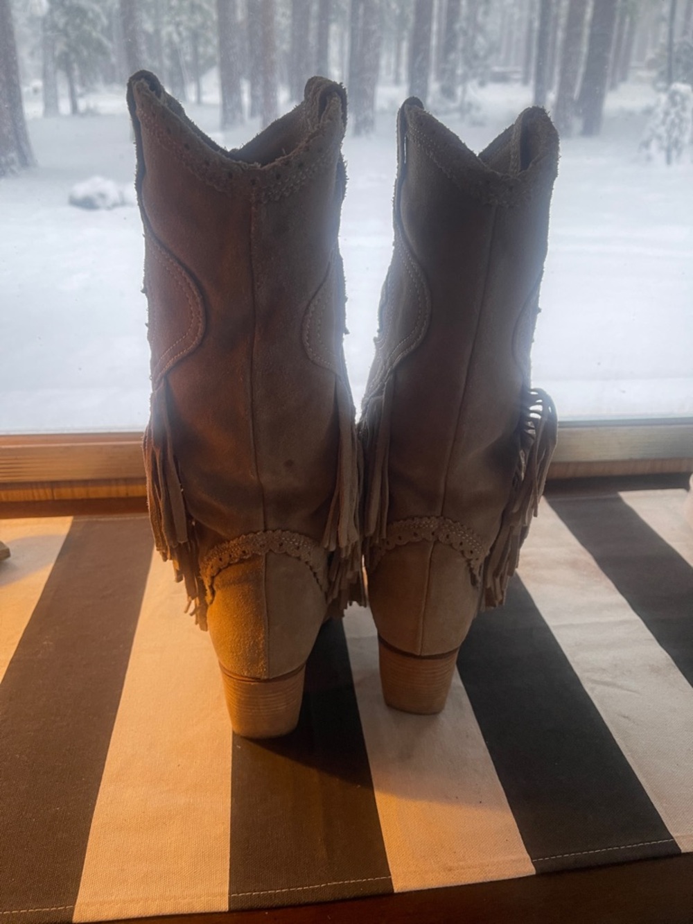 El Vaquero western fringe light tan boots - Picture 2 of 9